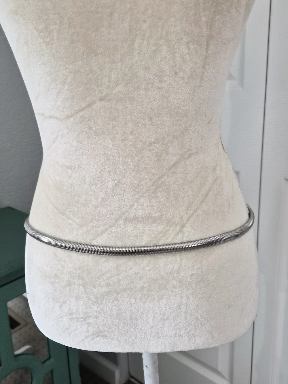 Silver Metallic Snake Print Skinny Snake Chain Belt Medium